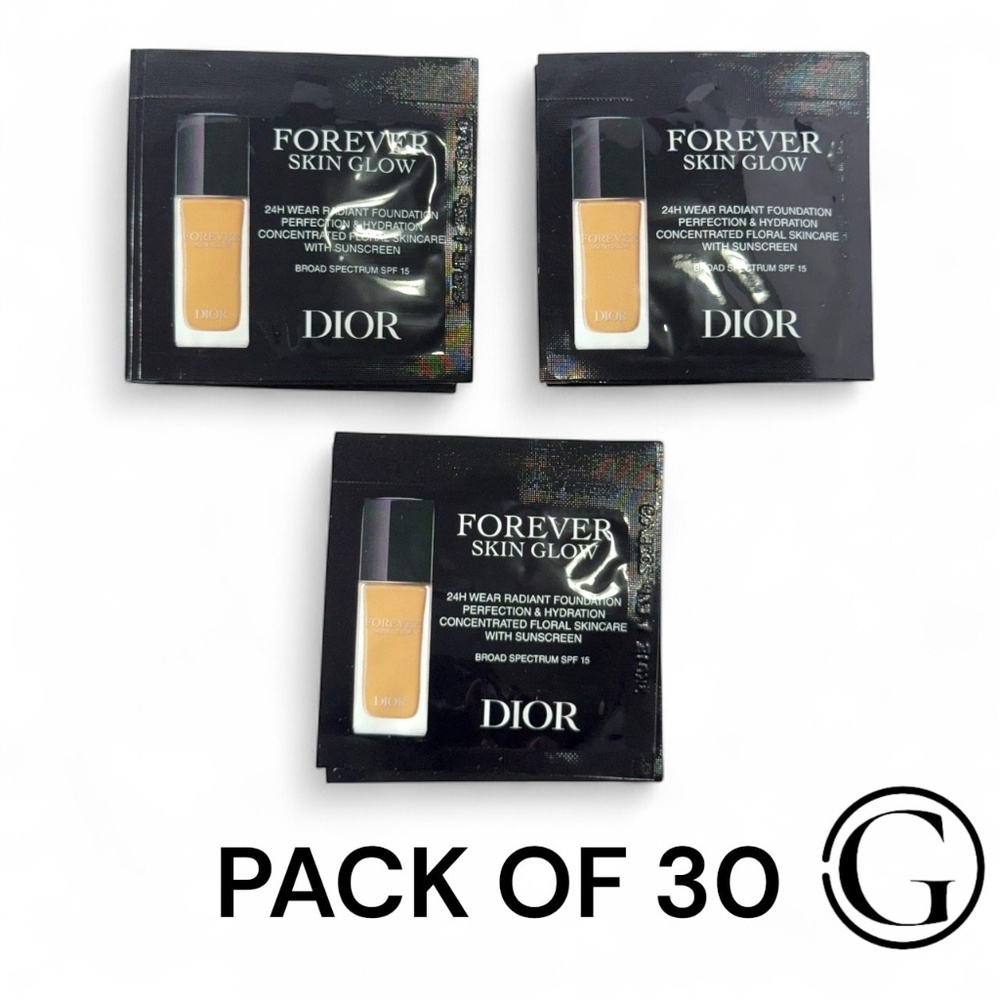 PACK OF 30 CHRISTIAN DIOR FOREVER SKIN GLOW 24 H WEAR FOUNDATION 3WO SAMPLE SIZE